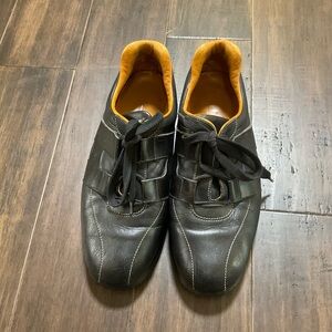 Hermès Quick H Men Black Leather Cognac Leather Lining Sneakers Size 42 US 9